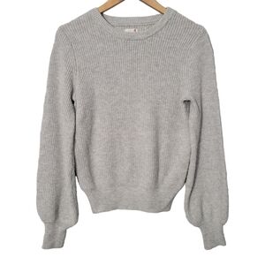 SO Light Gray Balloon Sleeve Knit Sweater
